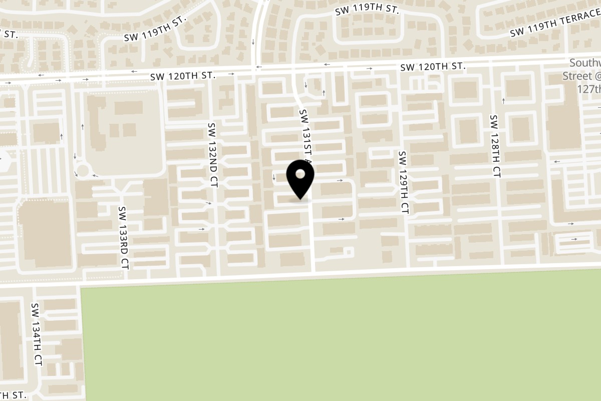 Map showing the location of Harvey's BBQ Kitchen on 12258 SW 131st Ave #4 in Miami
